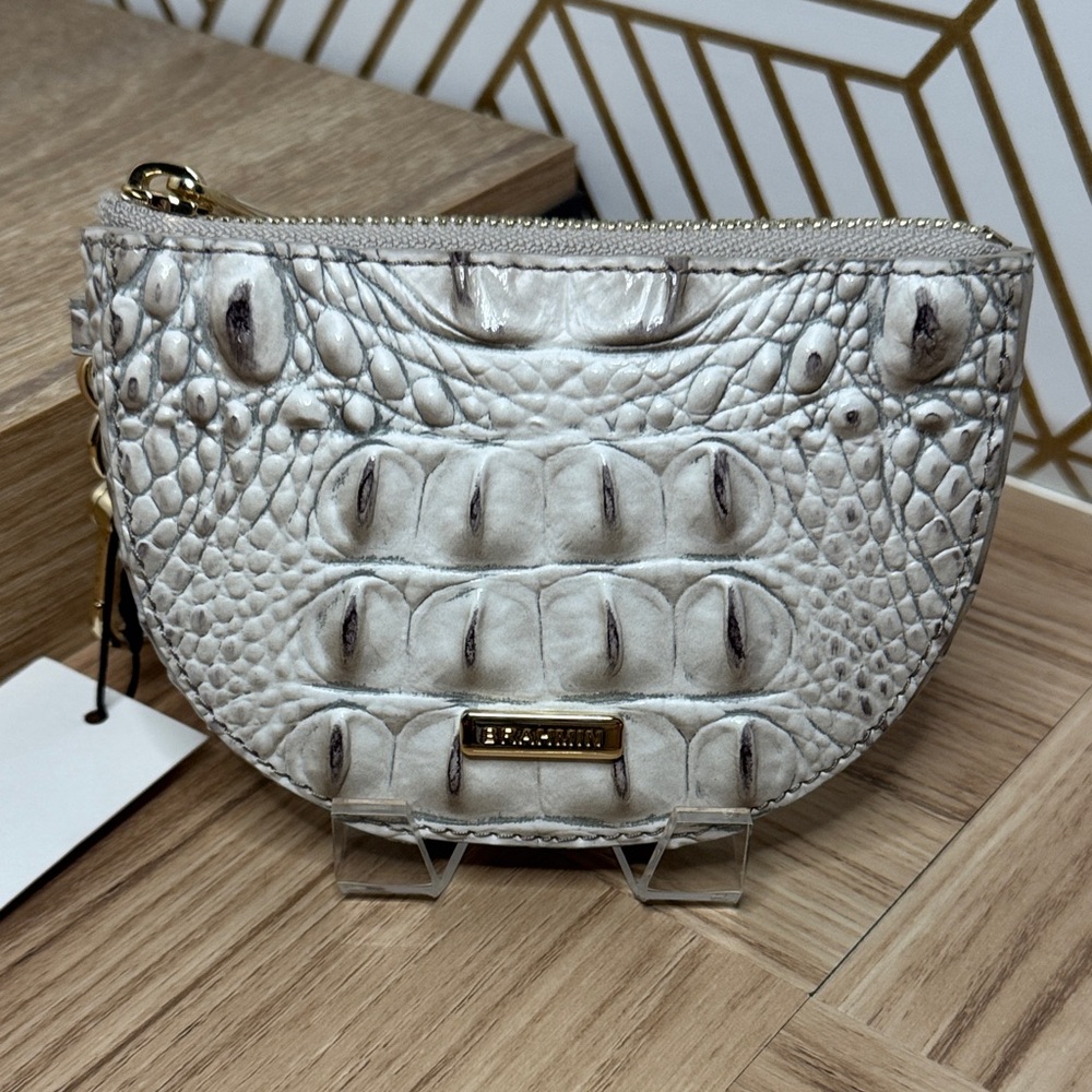 Brahmin Britt in Fairest Gray Melbourne Croc-Embossed Sipper Pouch